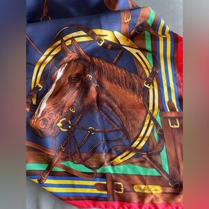 Ralph Lauren Collection Purple Label Equestrian Horse Silk Scarf Shawl 35"Square